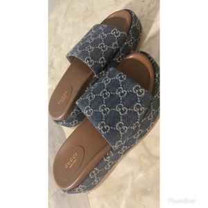 Gucci platform slide sandal.